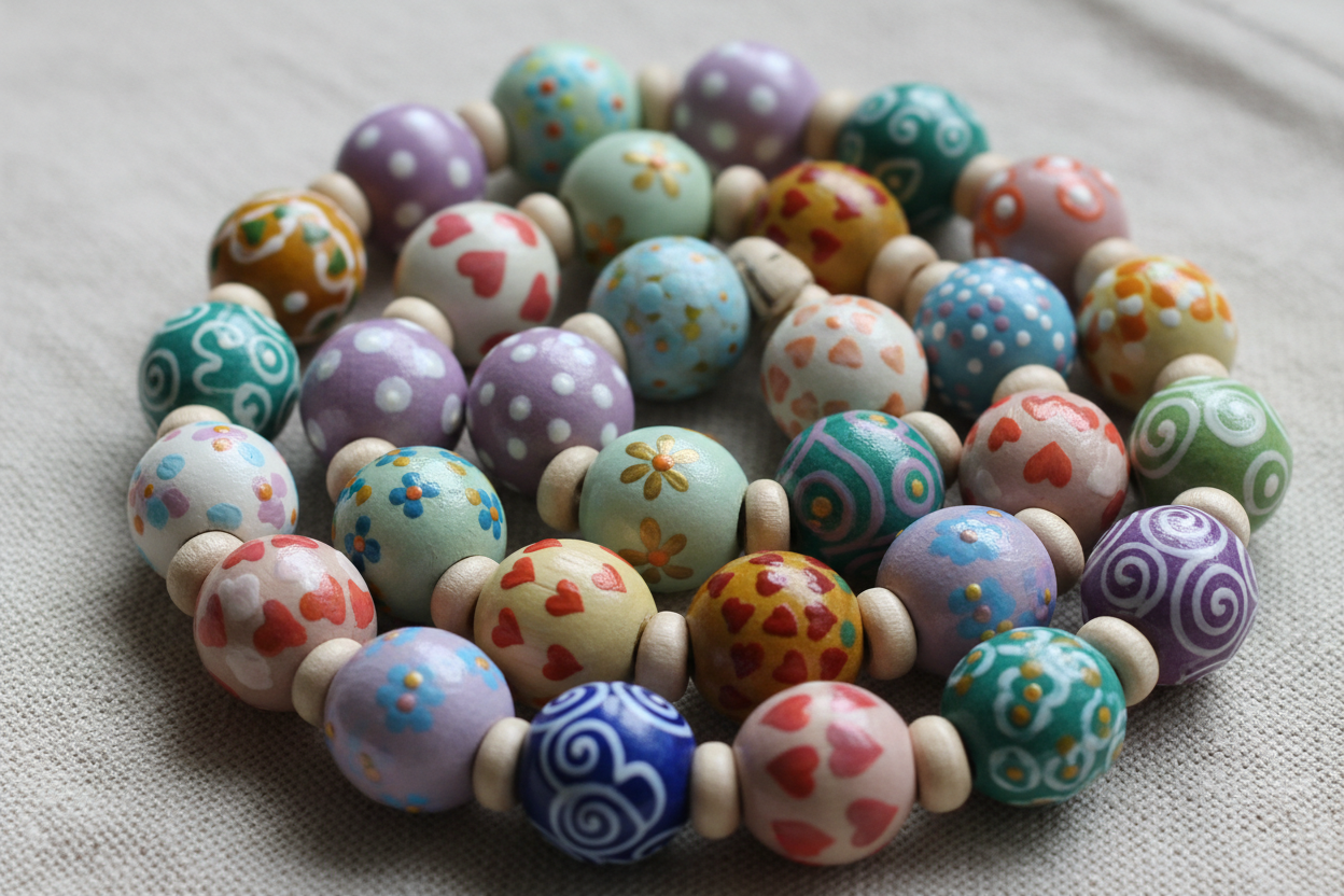 Delicate Hand Painted Doll Beads