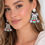 Handmade Beaded Easter Bunny Earrings