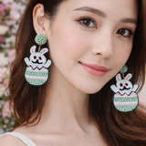 Handmade Beaded Easter Bunny Earrings