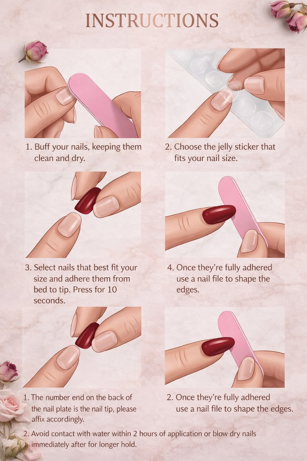 Handmade Press-On Nails (Short Oval)– Cute Black & White Art