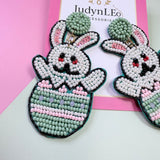 Handmade Beaded Easter Bunny Earrings