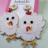 Handmade Beaded Easter Bunny Earrings