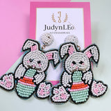 Handmade Beaded Easter Bunny Earrings