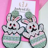 Handmade Beaded Easter Bunny Earrings