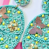 Happy Easter Egg Handmade Beaded Floral Earrings