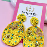Happy Easter Egg Handmade Beaded Floral Earrings