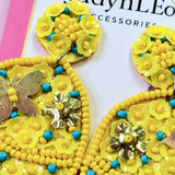 Happy Easter Egg Handmade Beaded Floral Earrings