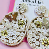 Happy Easter Egg Handmade Beaded Floral Earrings