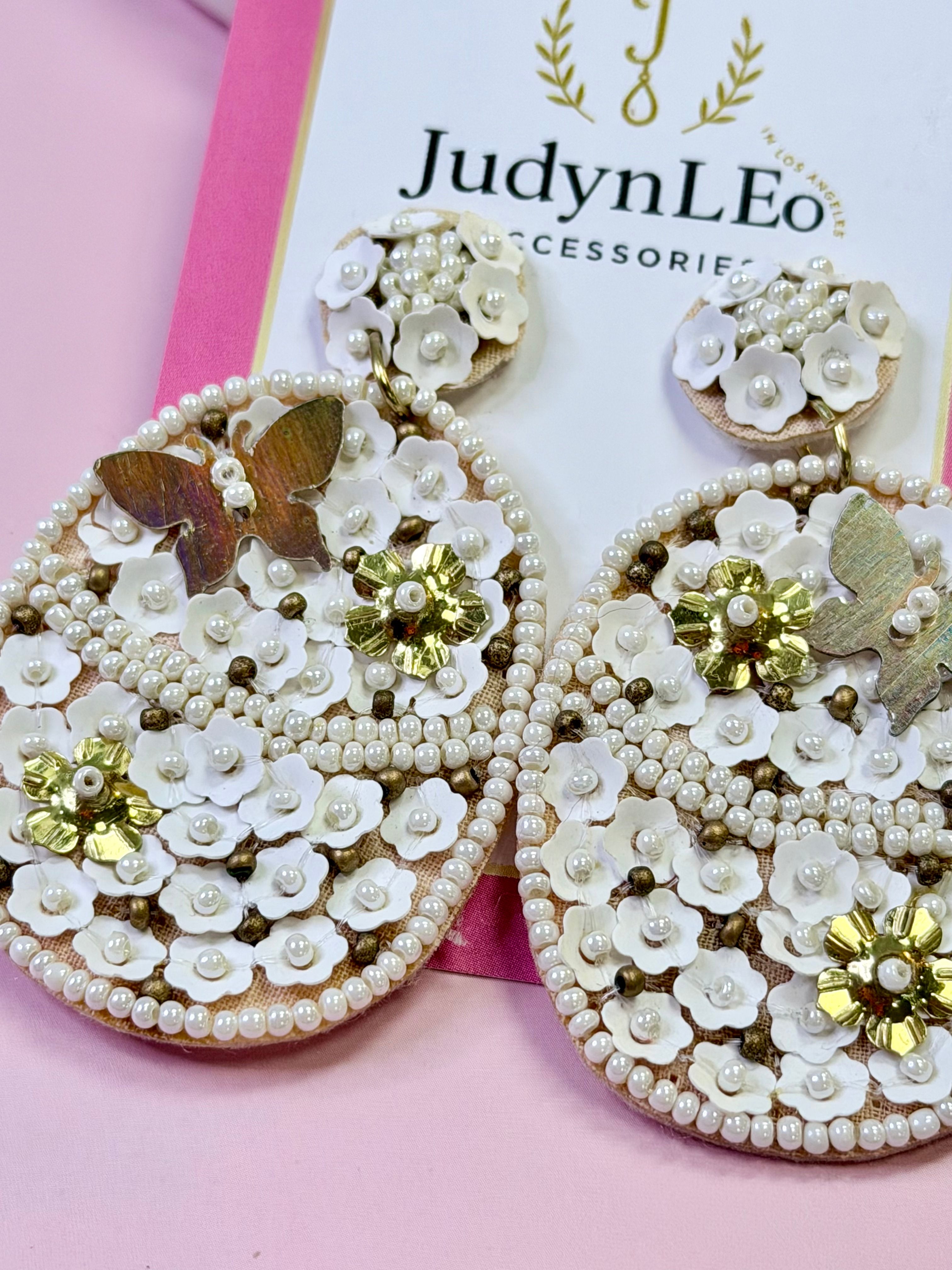 Happy Easter Egg Handmade Beaded Floral Earrings