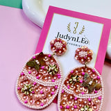 Happy Easter Egg Handmade Beaded Floral Earrings