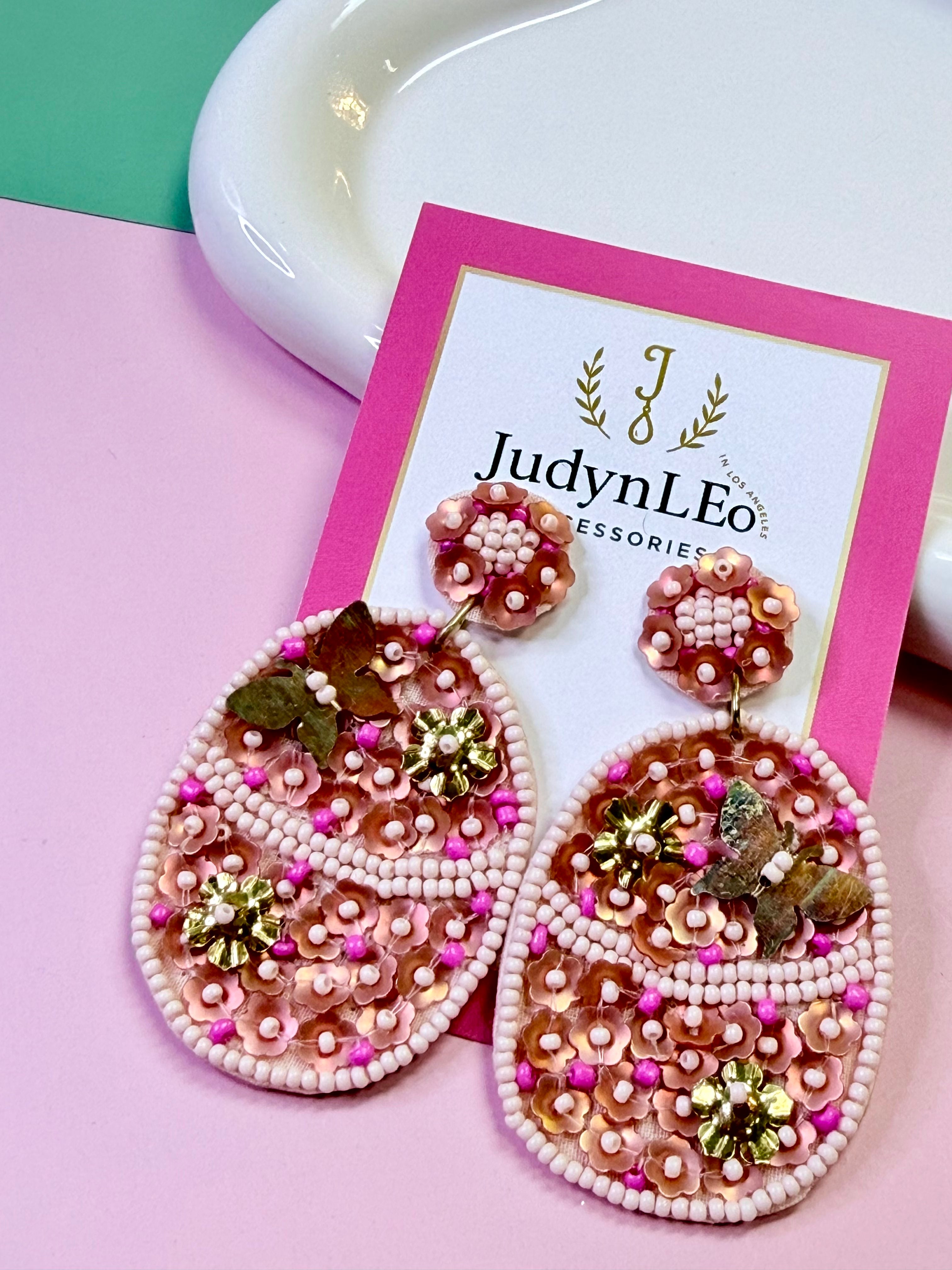 Happy Easter Egg Handmade Beaded Floral Earrings