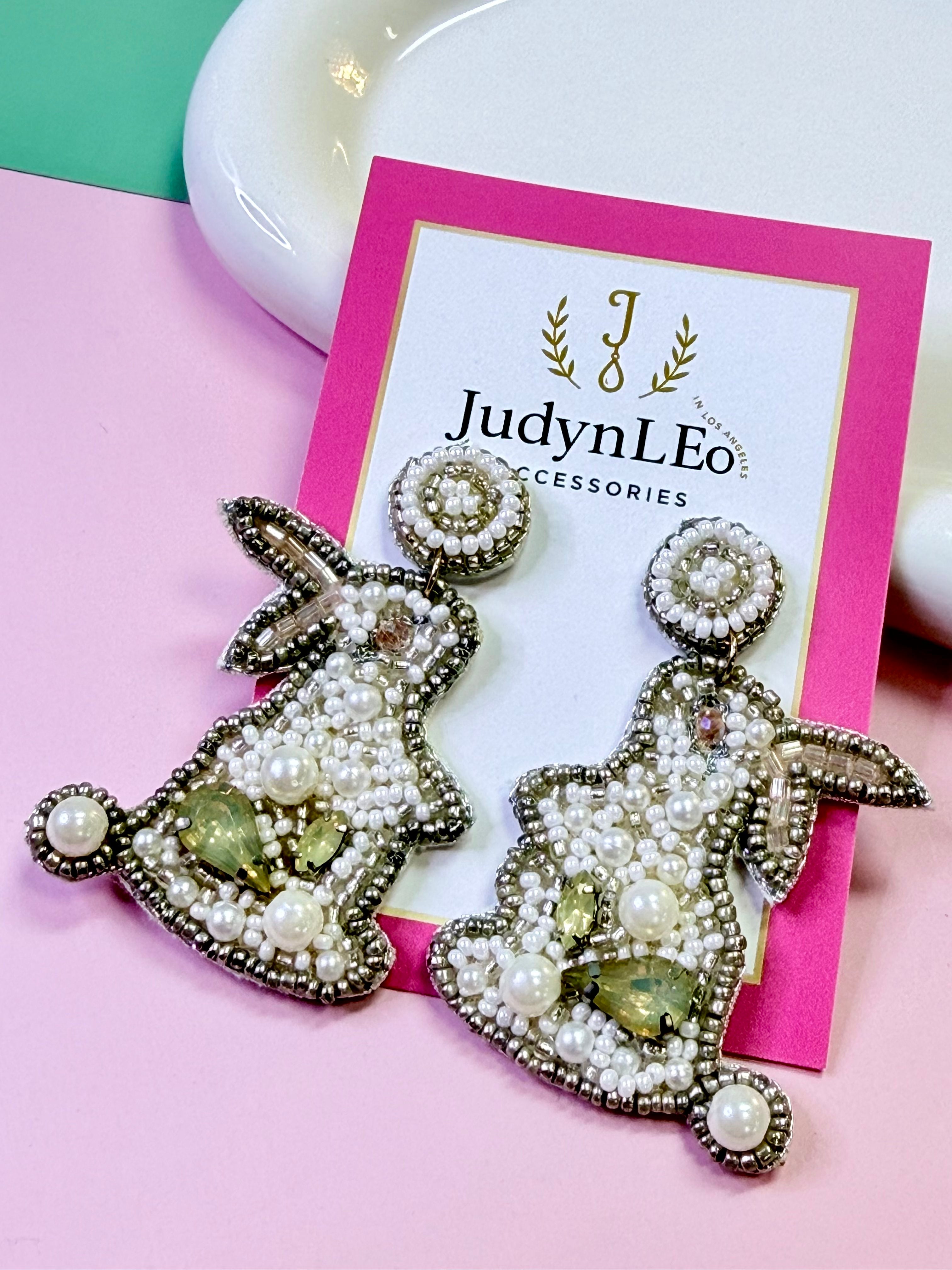Easter Bunny Handmade Beaded Earrings