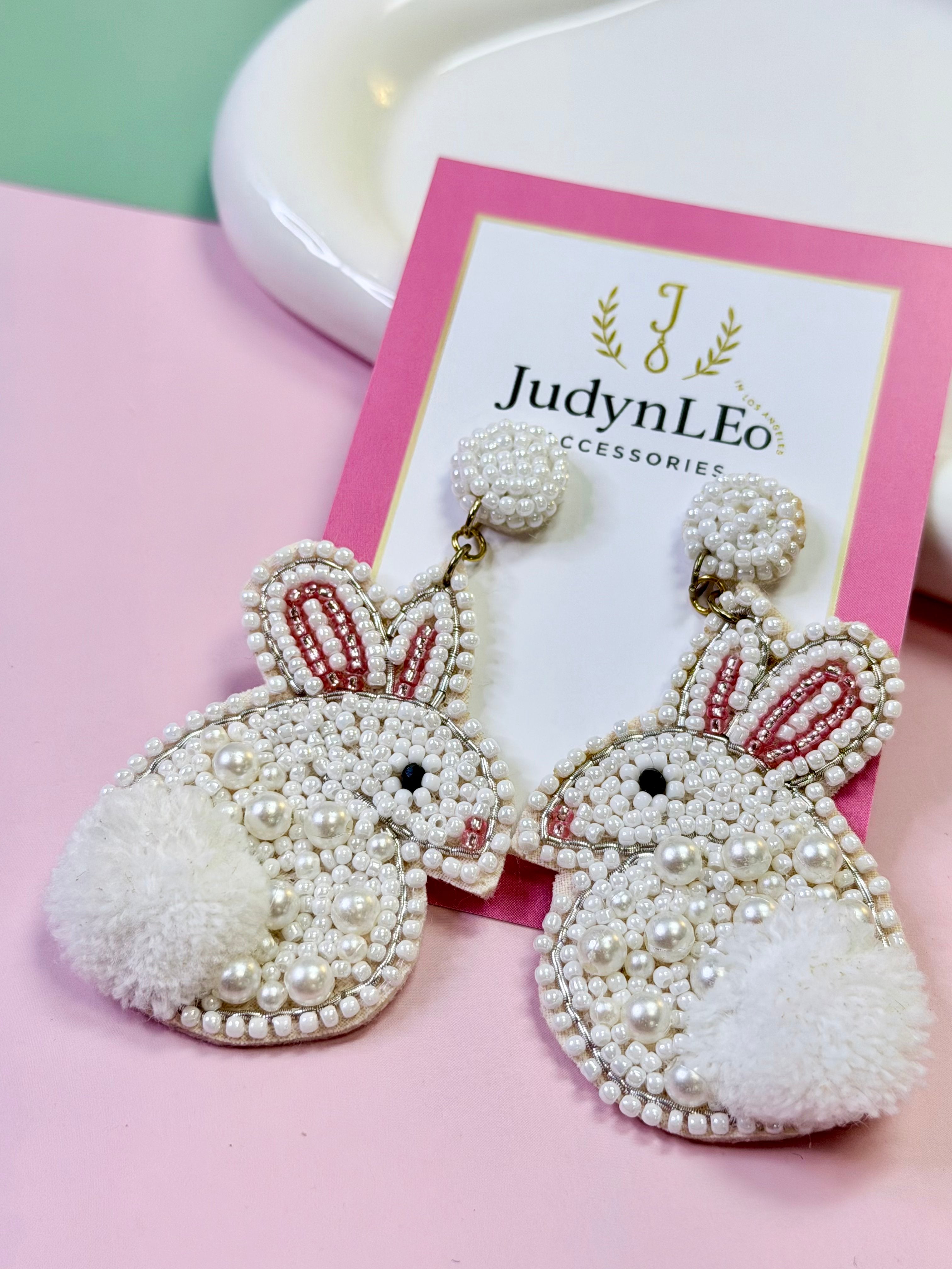 Easter Bunny Handmade Beaded Earrings