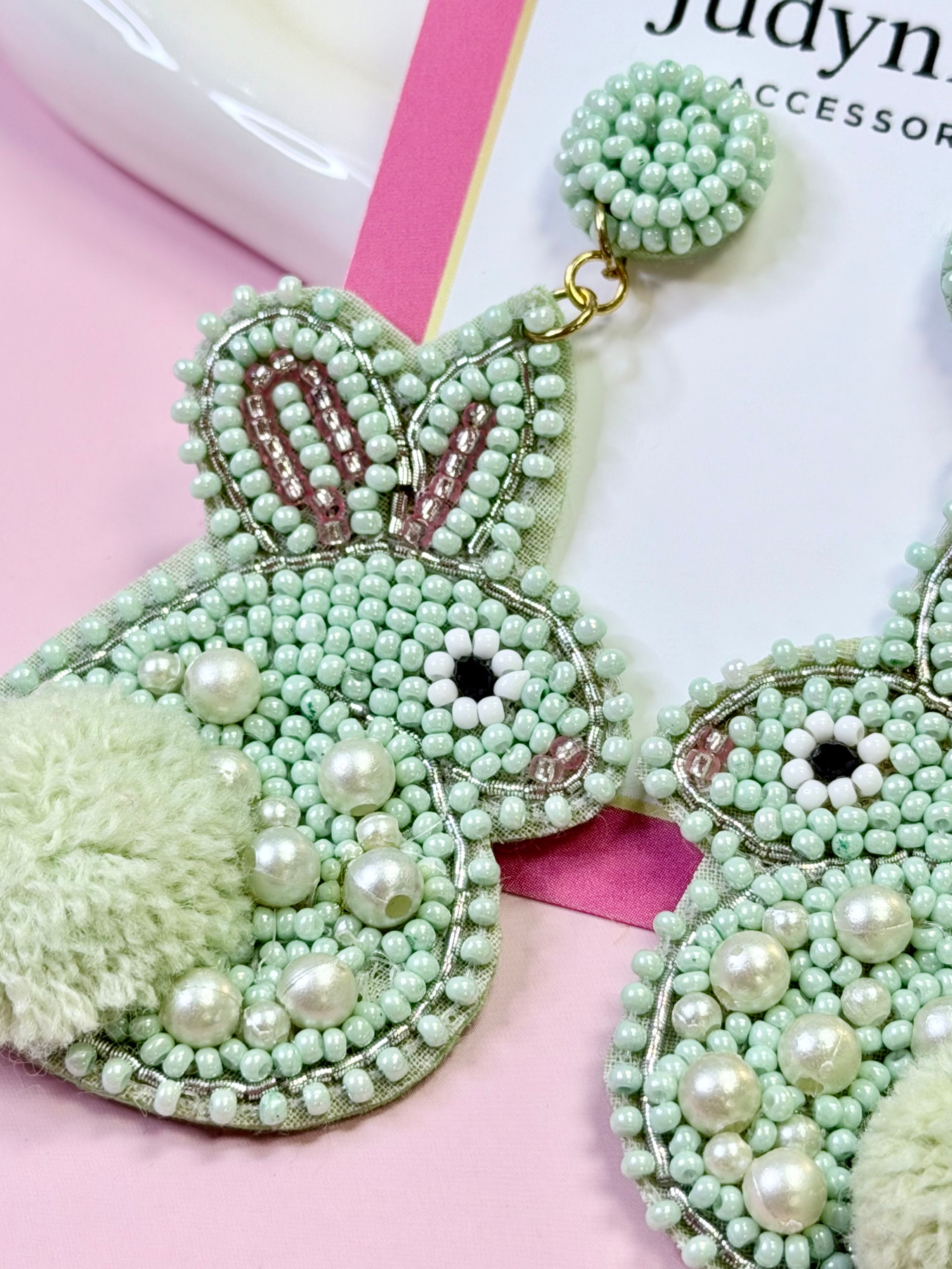 Easter Bunny Handmade Beaded Earrings