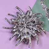 Teal Crystal Flower Brooch Pin