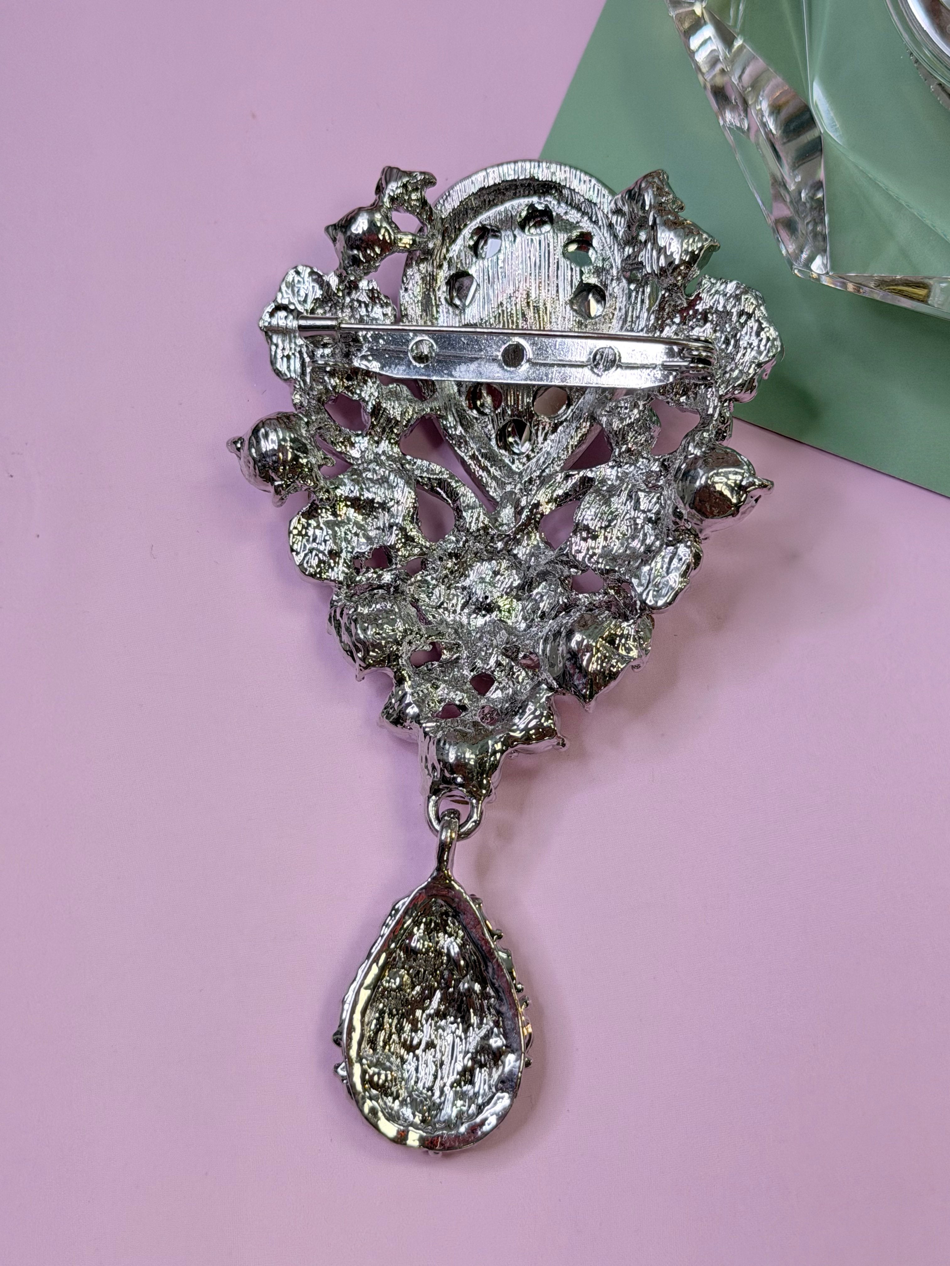 Statement Crystal Teardrop Brooch Pin