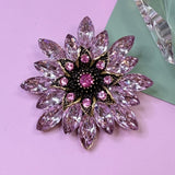Vintage Pink Crystal Flower Brooch – Elegant Statement