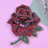 Vintage Red Rose Crystal Brooch – Sculpted Statement Piece