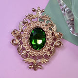 Vintage Emerald Ornate Brooch