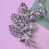 Blue Crystal Floral Brooch Pin