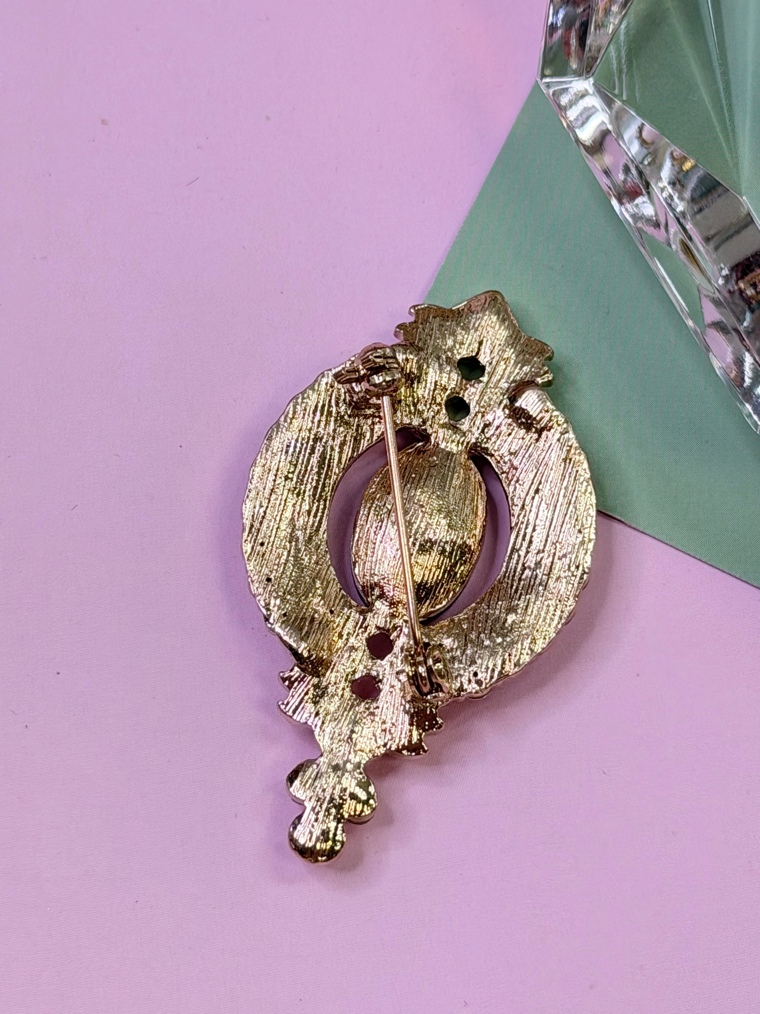 Vintage Emerald Crystal Brooch
