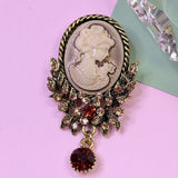 Vintage Cameo Crystal Brooch