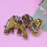 Crystal Elephant Brooch Pin
