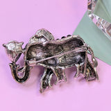 Crystal Elephant Brooch Pin
