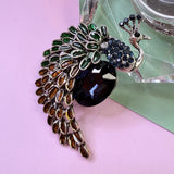 Vintage Crystal Peacock Brooch