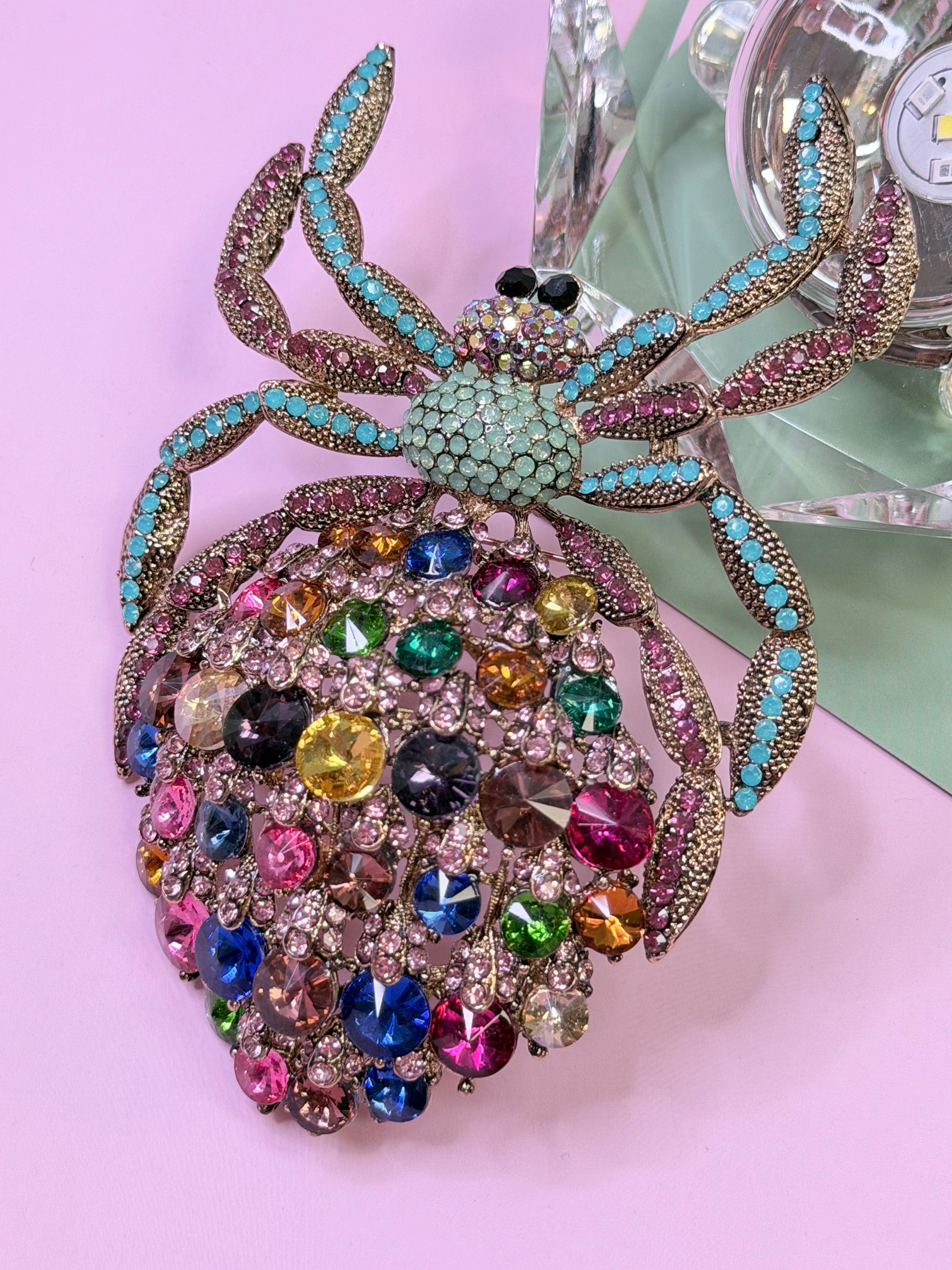 Statement Rhinestone Spider Brooch Pin