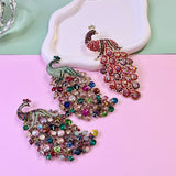 Statement Multicolor Rhinestone Peacock Brooch Pin