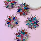 Multicolor Crystal Flower Brooch Pin