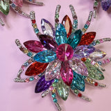 Multicolor Crystal Flower Brooch Pin