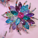 Multicolor Crystal Flower Brooch Pin