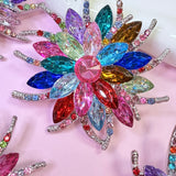 Multicolor Crystal Flower Brooch Pin