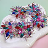 Multicolor Crystal Flower Brooch Pin