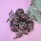 Vintage Multi-Crystal Floral Brooch