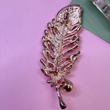 Crystal Feather Pearl Brooch