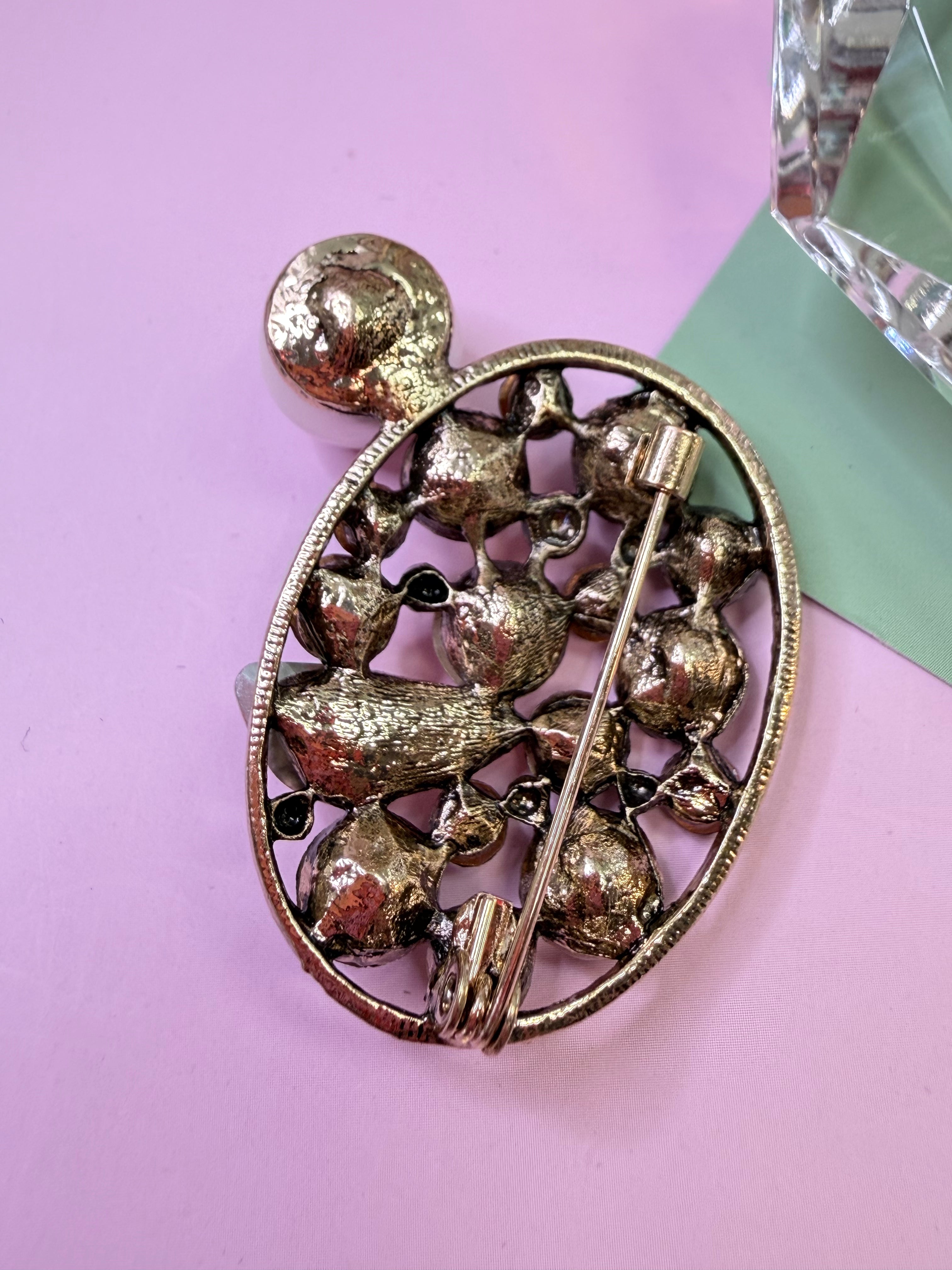 Vintage Crystal Cluster Brooch