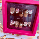 Handmade Press-On Nails (Short Coffin)– Chanel Tweed Luxe Nails