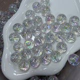 16 mm Clear Iridescent Glitter Beads | Aurora Bubble Acrylic Beads 10 PCS
