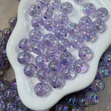16 mm Lavender Iridescent Glitter Beads | Purple Aurora Bubble UV Beads 10 PCS