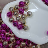 16 mm Metallic Textured Round Beads | Gold & Pink Statement 10 pcs