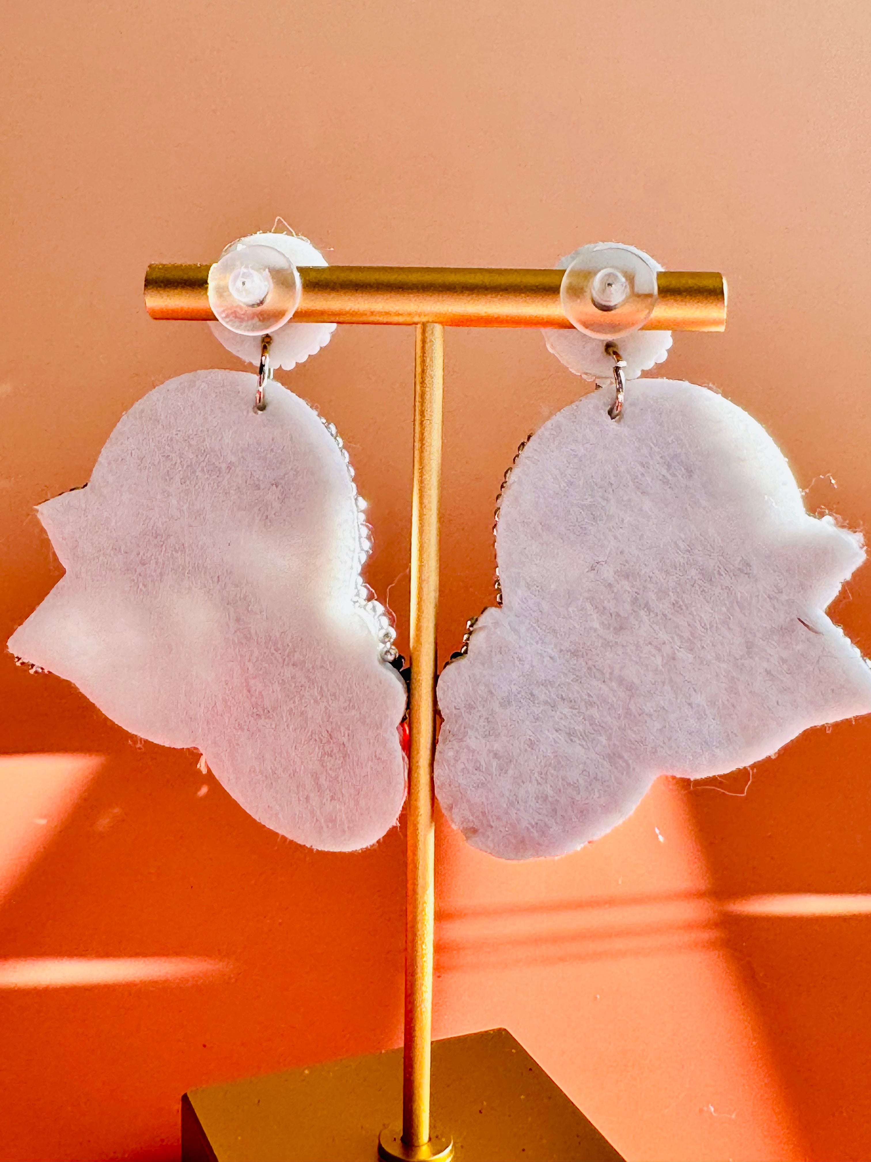 Handmade Halloween Ghost & Pumpkin Seed Bead Earrings