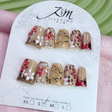 JIA ZHI MU Handmade Premium Duck Press-On Nails – Pink Floral Garden