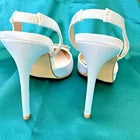 White Rhinestone Crystal Buckle Slingback Pumps Dress shoes 4.5" Heel