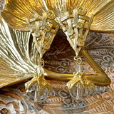 Vintage Gold Plated Crystal Drop Earring Silver Post Gold/