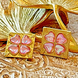 Victoria Gold Plated Resin Earring Silver Post Pink Heart