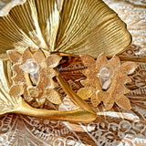 Vintage European Gold Plated Resin/Rhinestone Earring Silver Post Green/ Blue