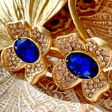 Victoria Gold Plated Crystal Earring Silver Post Blue/Gold